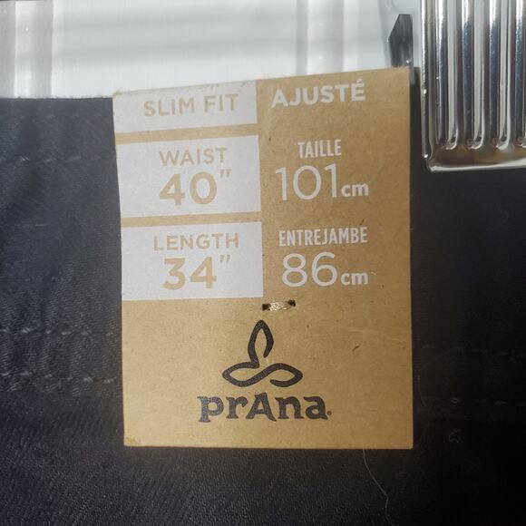 prAna Men's Bridger Jeans Size 40x34 Slim Fit Black Organic Cotton Stretch NEW - Picture 6 of 10